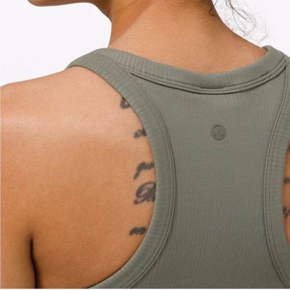 Lululemon Blissful Bend Tank Top Distressed Stripe Emboss Army Green Grey Sage - Picture 5 of 7